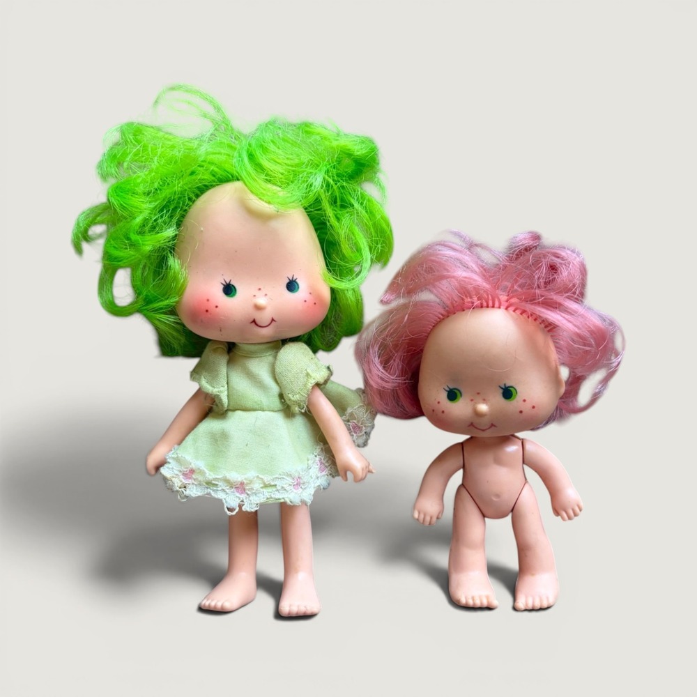 Vintage 1979 Strawberry Shortcake Dolls American Greetings Green Pink Hair Lot